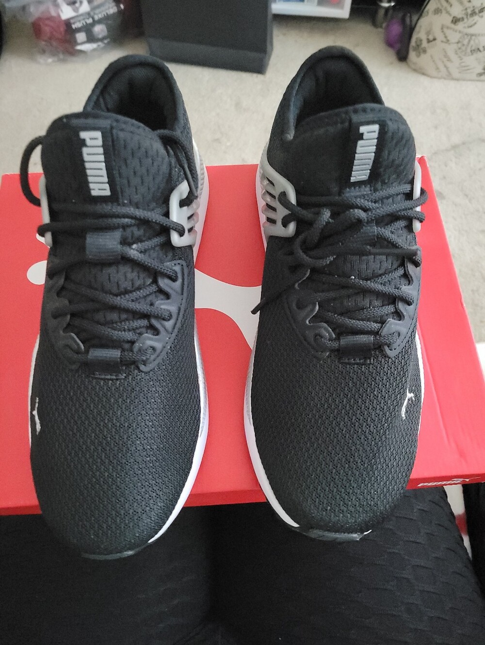 Puma Black and Silver Mesh Athletic Sneaker